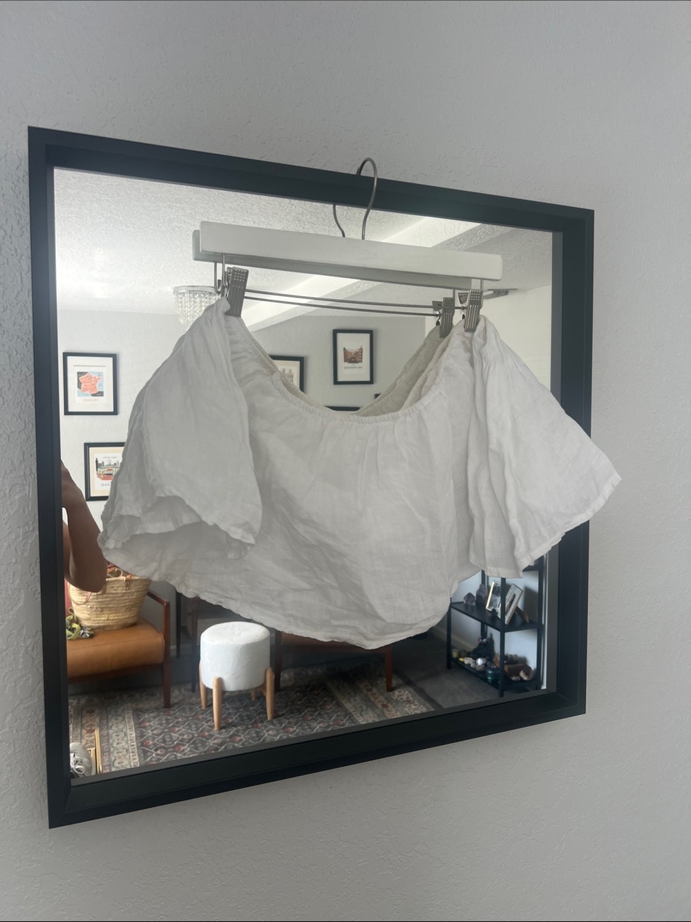 White Off-Shoulder Linen Blend Crop Top